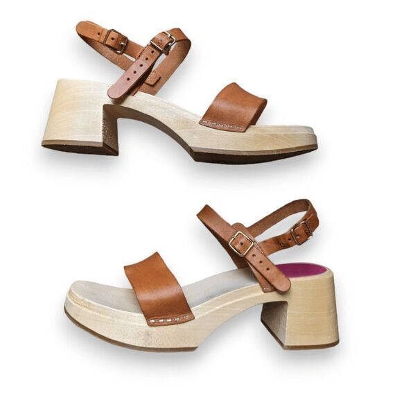 Swedish Hasbeens Gittan clog sandals size 41 brown leather retro boho - Picture 2 of 5